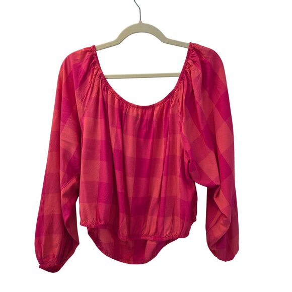 Lane Bryant Checked On or Off the Shoulder Crop Blouse Size 18/20 - Picture 2 of 6